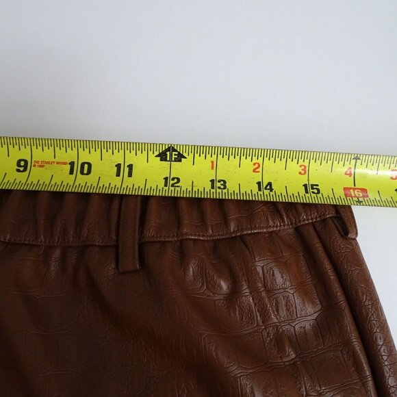 Fashion Nova Brown Faux Leather Croc Pattern Cargo Jogger Pants Women Size L - Picture 9 of 12